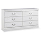 Ashley Roso Wide Dresser | Classic White | 6 Drawers w Pewter Metal Handles BM332830