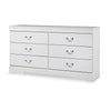 Ashley Roso Wide Dresser | Classic White | 6 Drawers w Pewter Metal Handles BM332830