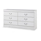 Ashley Roso Wide Dresser | Classic White | 6 Drawers w Pewter Metal Handles BM332830