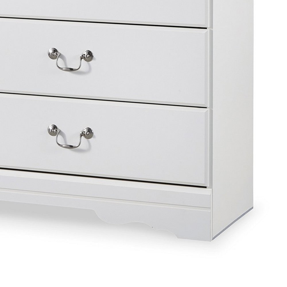 Ashley Roso Wide Dresser | Classic White | 6 Drawers w Pewter Metal Handles BM332830