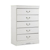 Ashley Roso Tall Dresser Chest | Classic White | 5 Drawers Pewter Handles