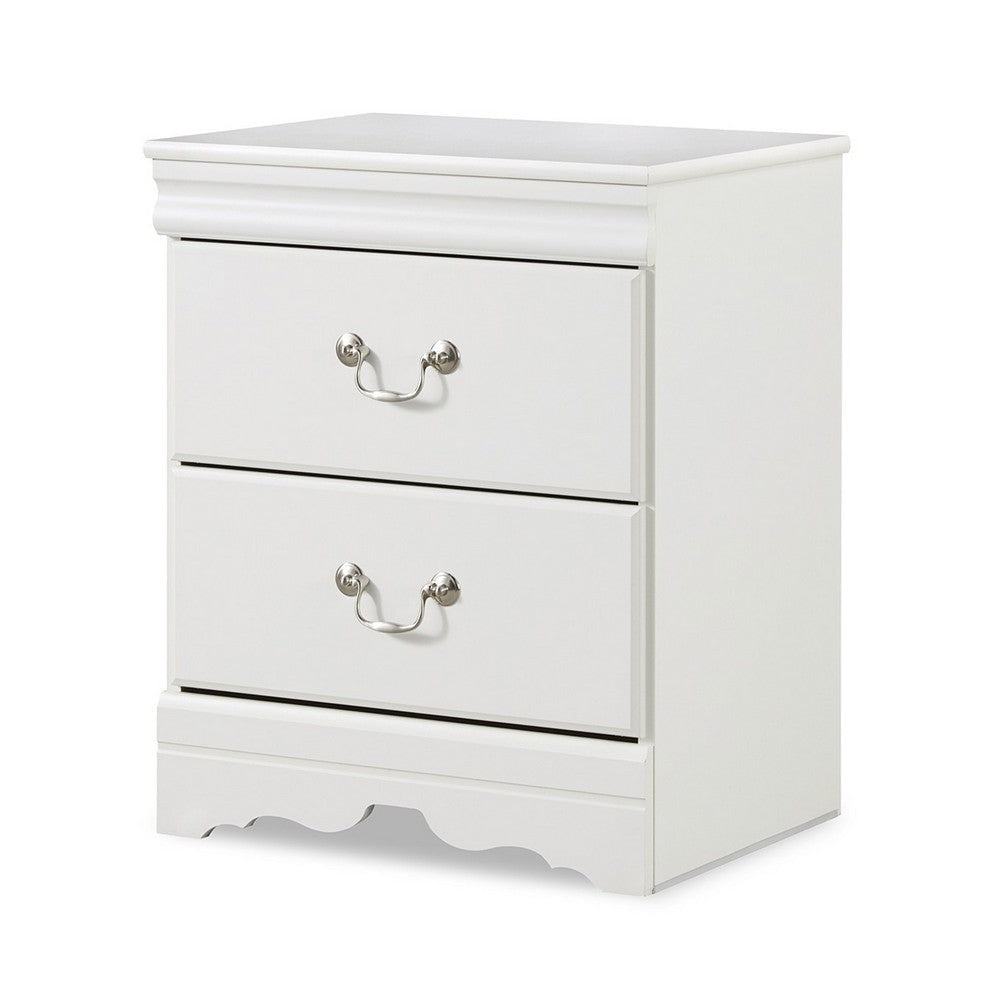 Ashley Roso Wide Dresser | Classic White | 25’’ | 2 Drawers | Pewter Handles BM332832