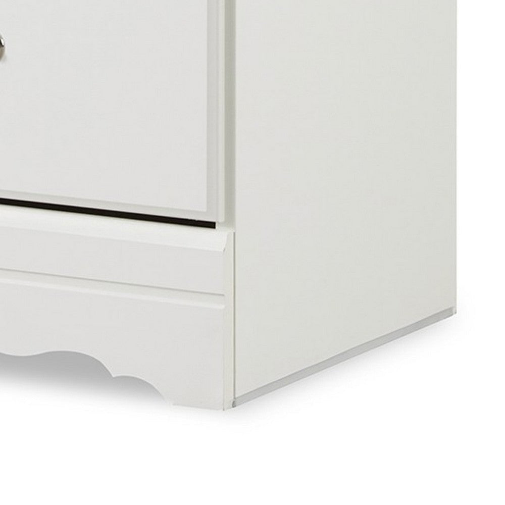 Ashley Roso Wide Dresser | Classic White | 25’’ | 2 Drawers | Pewter Handles BM332832