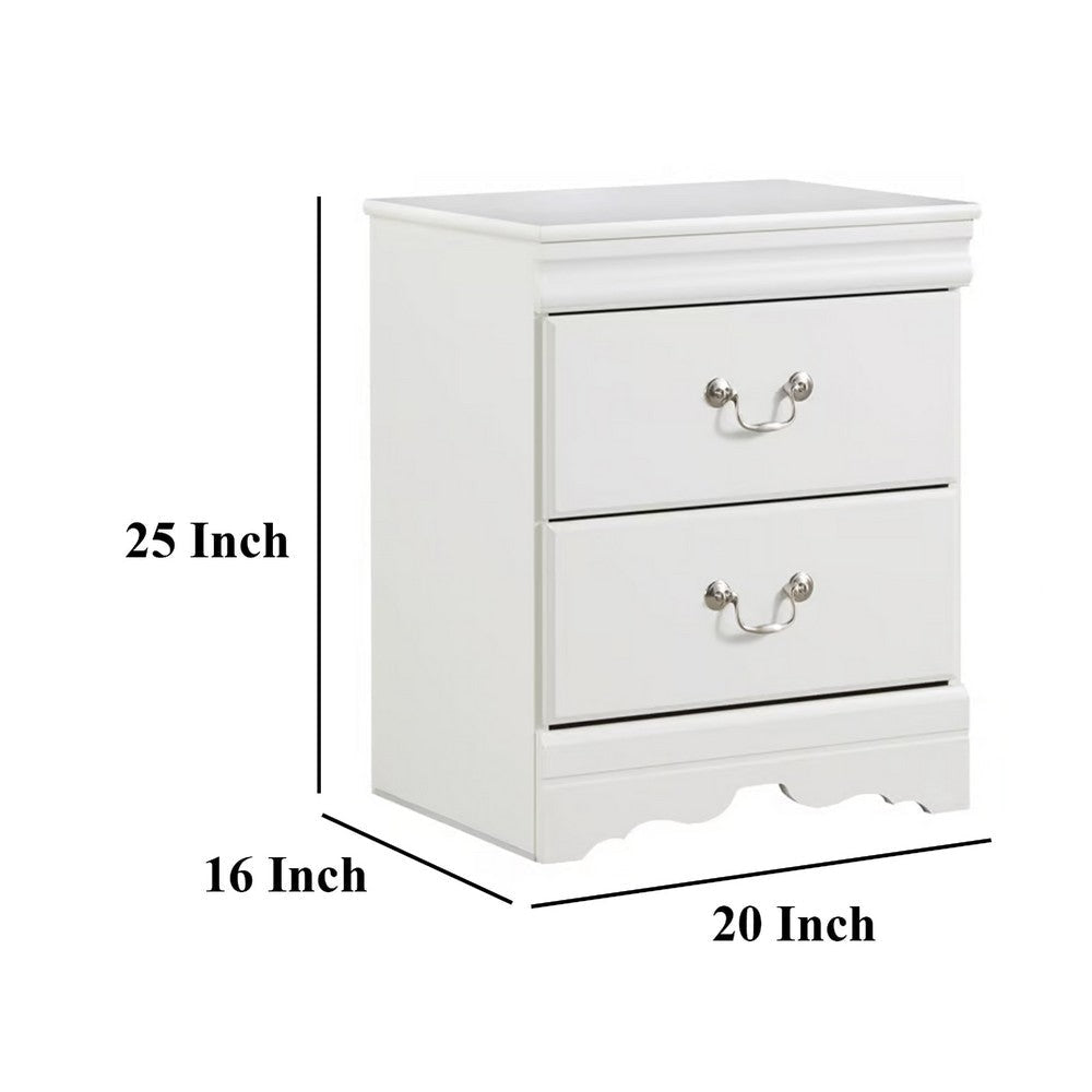 Ashley Roso Wide Dresser | Classic White | 25’’ | 2 Drawers | Pewter Handles BM332832