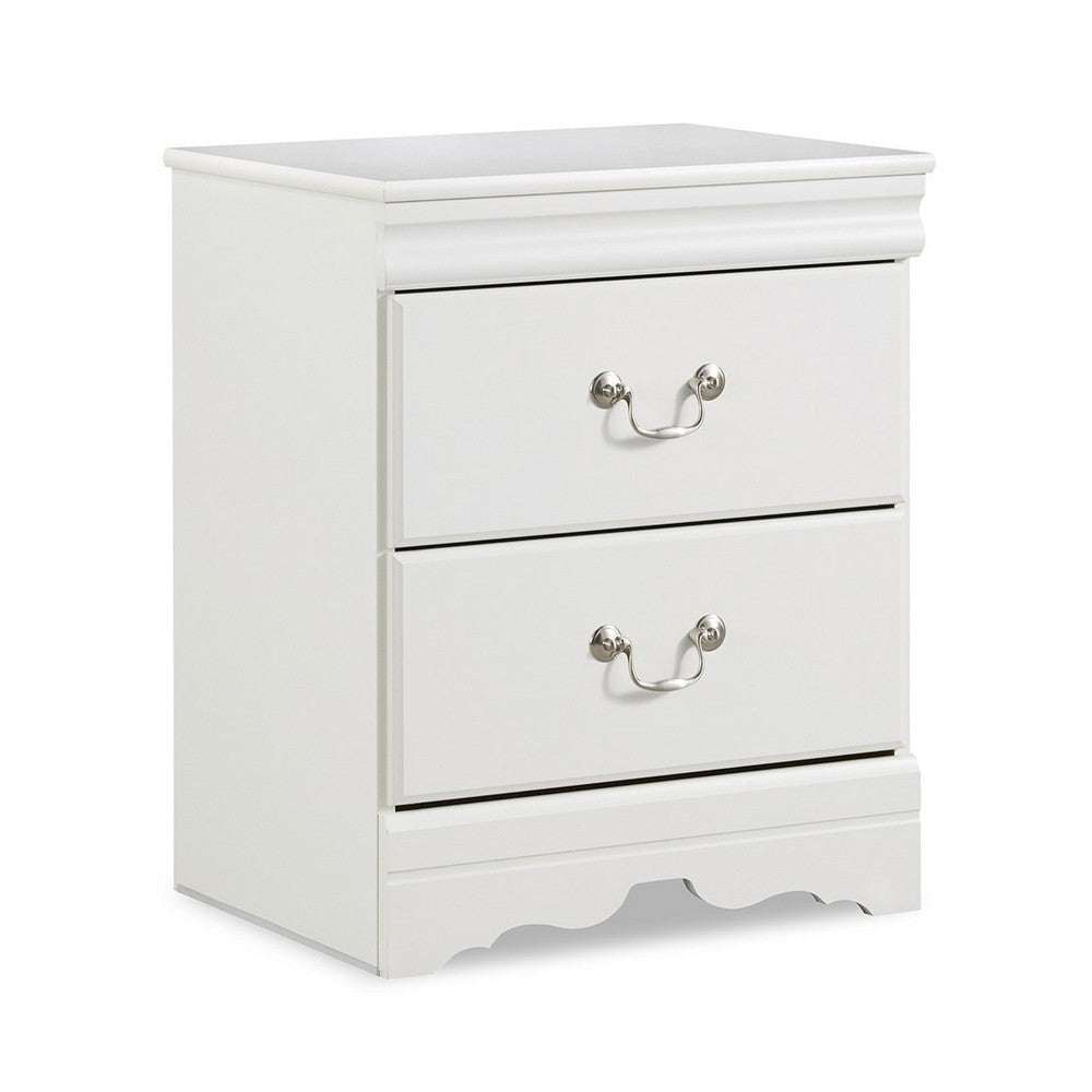 Ashley Roso Wide Dresser | Classic White | 25" | 2 Drawers | Pewter Handles