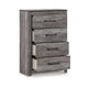 Ashley Bono Tall Dresser Chest | 4 Storage Drawers | Wood Grain Gray Finish BM332833