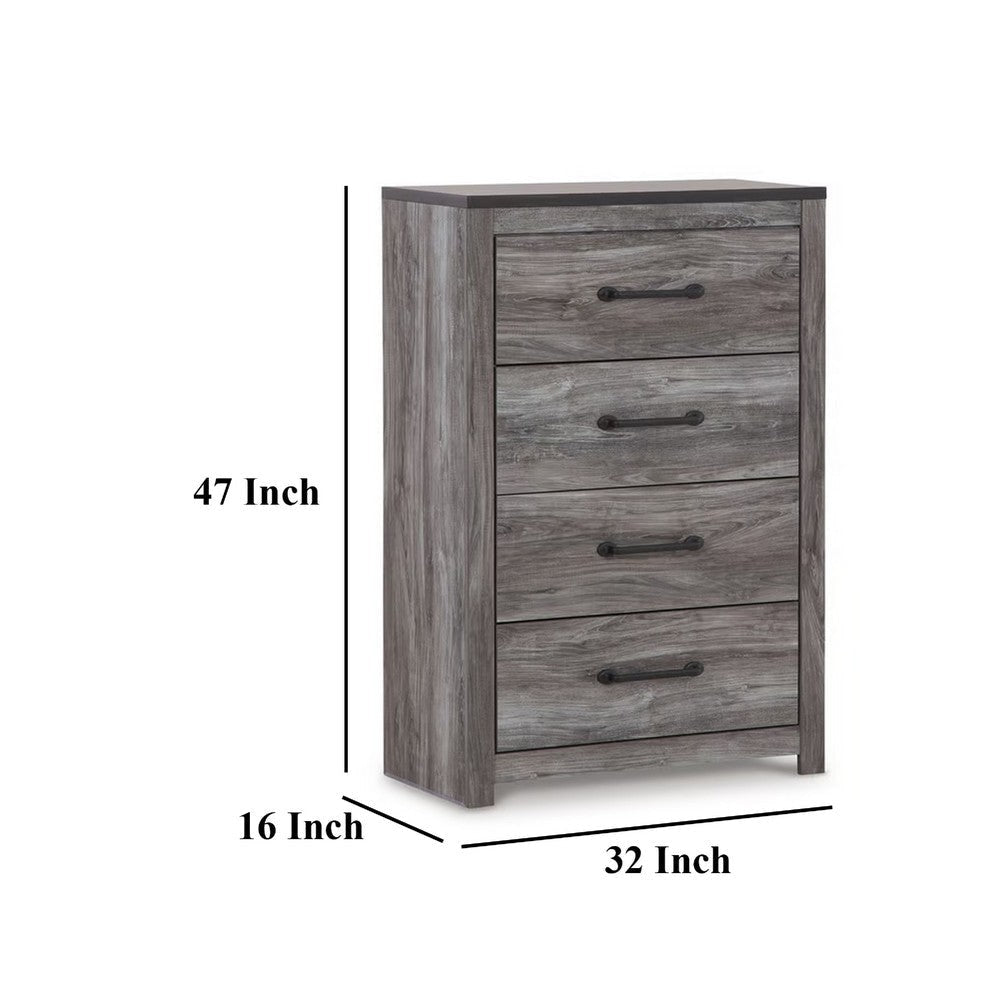 Ashley Bono Tall Dresser Chest | 4 Storage Drawers | Wood Grain Gray Finish BM332833