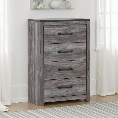 Ashley Bono Tall Dresser Chest | 4 Storage Drawers | Wood Grain Gray Finish