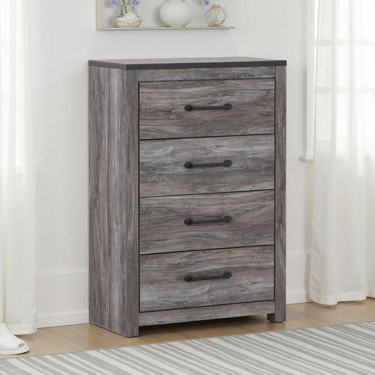 Ashley Bono Tall Dresser Chest | 4 Storage Drawers | Wood Grain Gray Finish