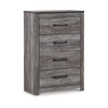 Ashley Bono Tall Dresser Chest | 4 Storage Drawers | Wood Grain Gray Finish