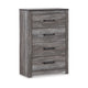 Ashley Bono Tall Dresser Chest | 4 Storage Drawers | Wood Grain Gray Finish
