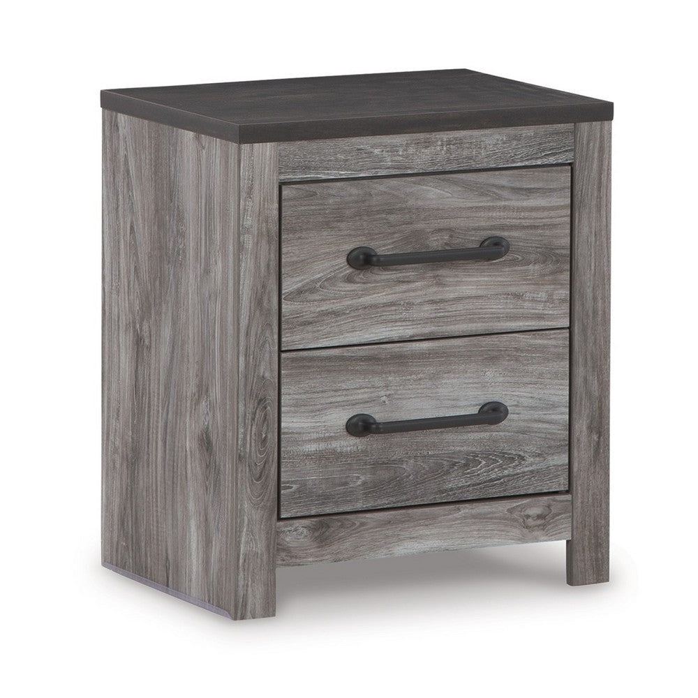 Ashley Bono Nightstand | 2 Storage Drawers | 25" | Wood Grain Gray Finish