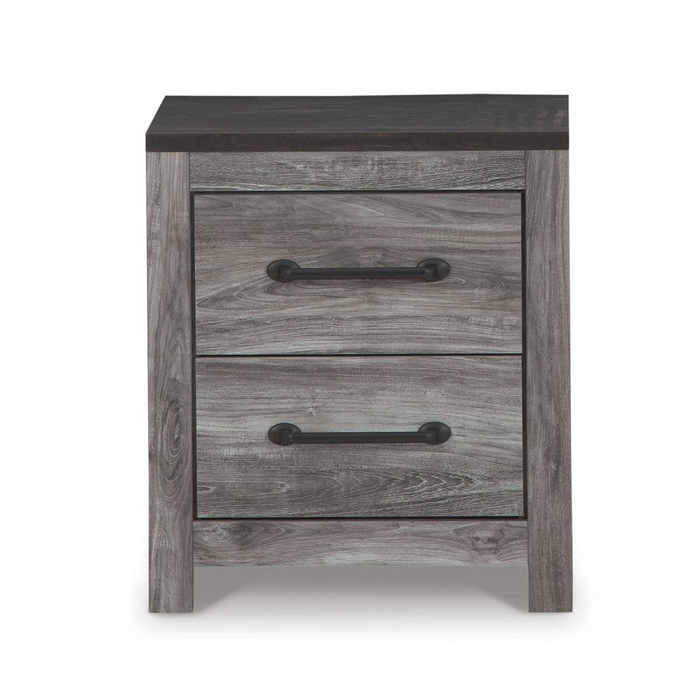 Ashley Bono Nightstand | 2 Storage Drawers | 25’’ | Wood Grain Gray Finish BM332834