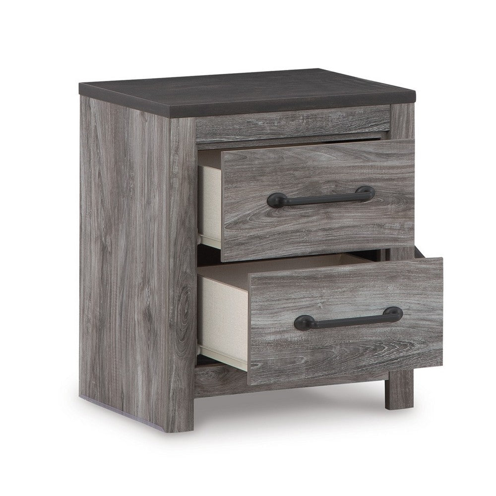 Ashley Bono Nightstand | 2 Storage Drawers | 25’’ | Wood Grain Gray Finish BM332834