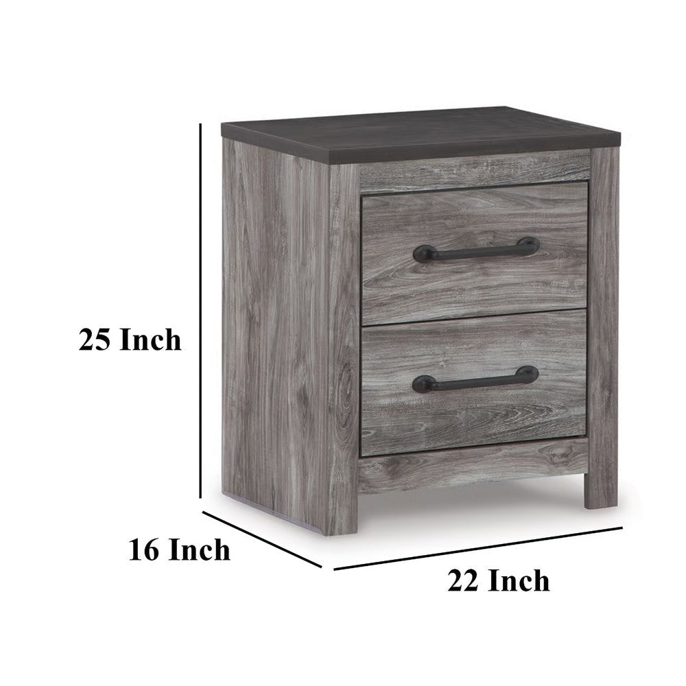 Ashley Bono Nightstand | 2 Storage Drawers | 25’’ | Wood Grain Gray Finish BM332834