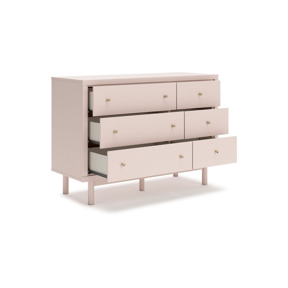 Ashley Viso 51’’ Dresser | 6 Drawers | Champagne | Retro Blush Pink Finish BM332837