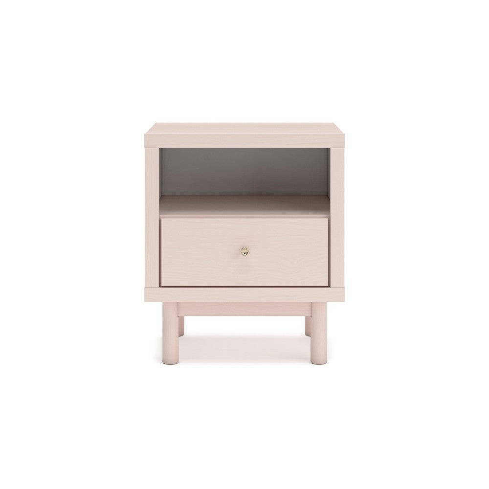 Ashley Viso Nightstand | 25’’ | 1 Drawer | Champagne | Retro Blush Pink Finish BM332839