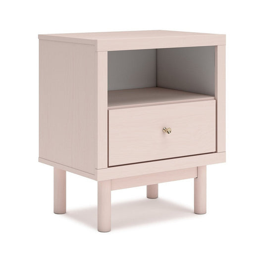 Ashley Viso Nightstand | 25" | 1 Drawer | Champagne | Retro Blush Pink Finish