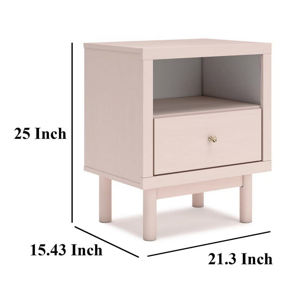 Ashley Viso Nightstand | 25’’ | 1 Drawer | Champagne | Retro Blush Pink Finish BM332839
