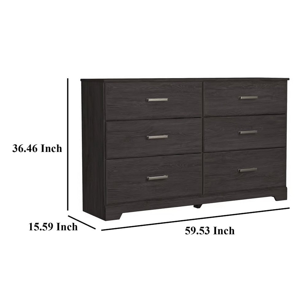 Ashley Cyme Wide Dresser | 6 Drawers | Modern Dark Charcoal Brown Laminate BM332840