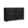 Ashley Cyme Wide Dresser | 6 Drawers | Modern Dark Charcoal Brown Laminate