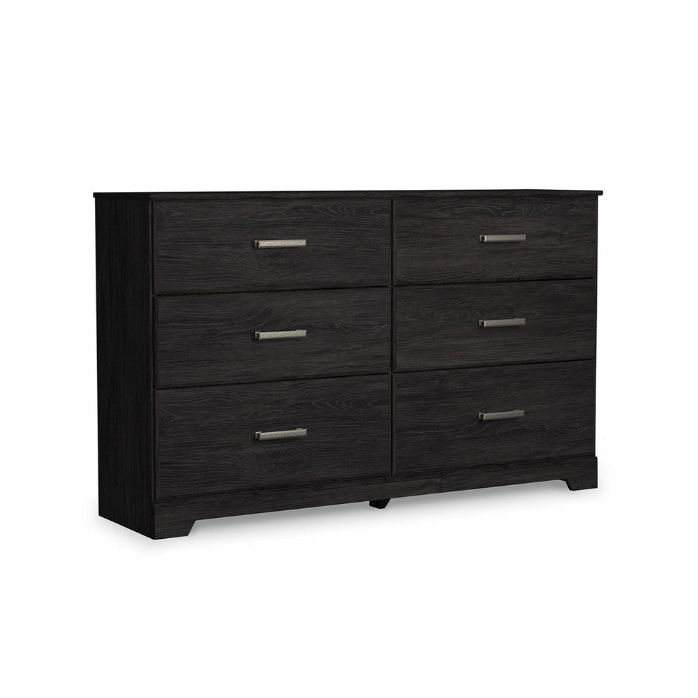 Ashley Cyme Wide Dresser | 6 Drawers | Modern Dark Charcoal Brown Laminate