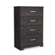 Ashley Cyme Tall Dresser Chest | 4 Drawer | Modern Charcoal Brown Laminate