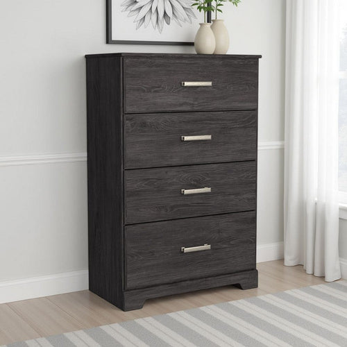 Ashley Cyme Tall Dresser Chest | 4 Drawer | Modern Charcoal Brown Laminate