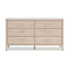 Ashley Mooran Wide Dresser | 6 Drawers | White Marble Finish | Brown Beige