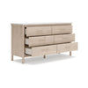 Ashley Mooran Wide Dresser | 6 Drawers | White Marble Finish | Brown Beige