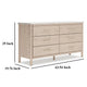 Ashley Mooran Wide Dresser | 6 Drawers | White Marble Finish | Brown Beige