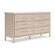 Ashley Mooran Wide Dresser | 6 Drawers | White Marble Finish | Brown Beige