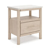 Ashley Mooran Nightstand | 1 Drawer w USB-C | Marble Finish | Brown Beige