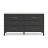 Ashley Mooran Wide Dresser | 6 Drawers | Marble Finish Top | Black Laminate