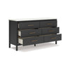 Ashley Mooran Wide Dresser | 6 Drawers | Marble Finish Top | Black Laminate