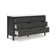 Ashley Mooran Wide Dresser | 6 Drawers | Marble Finish Top | Black Laminate
