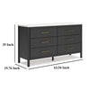 Ashley Mooran Wide Dresser | 6 Drawers | Marble Finish Top | Black Laminate