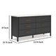 Ashley Mooran Wide Dresser | 6 Drawers | Marble Finish Top | Black Laminate