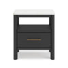Ashley Mooran Nightstand | 1 Drawer w USB | White Marble Finish Top | Black