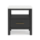 Ashley Mooran Nightstand | 1 Drawer w USB | White Marble Finish Top | Black