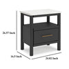 Ashley Mooran Nightstand | 1 Drawer w USB | White Marble Finish Top | Black