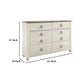 Ashley Isla Wide Dresser | 6 Drawers | Brown Wood Finish | Rustic Whitewash BM332848