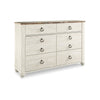 Ashley Isla Wide Dresser | 6 Drawers | Brown Wood Finish | Rustic Whitewash