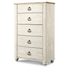 Ashley Isla Tall Dresser Chest | 5 Drawer | Brown Wood | Rustic Whitewash BM332849
