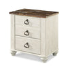 Ashley Isla Nightstand | 2 Drawers | 2 USB | Brown Wood | Rustic Whitewash BM332851