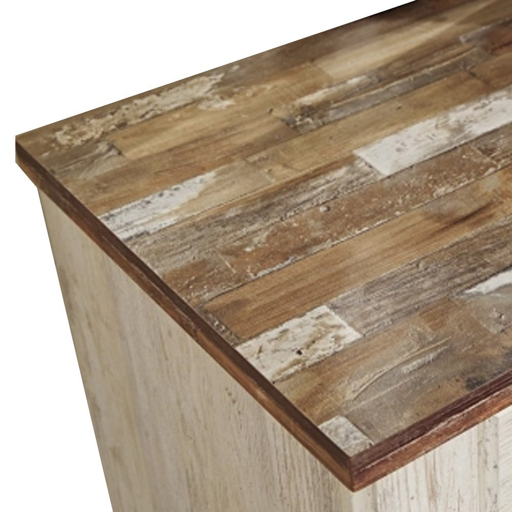 Ashley Isla Nightstand | 2 Drawers | 2 USB | Brown Wood | Rustic Whitewash BM332851