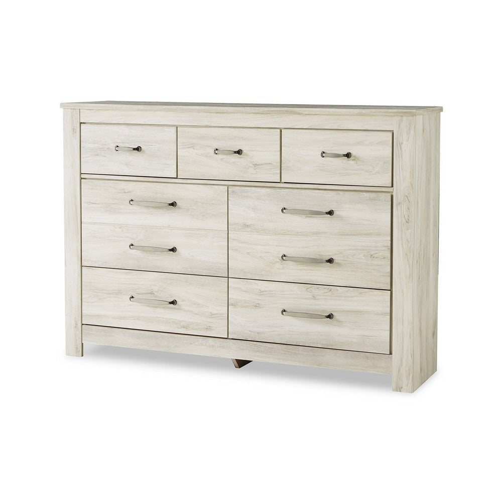 Ashley Simon Wide Dresser | 7 Drawers | Laminate Rustic Gray Whitewash Finish BM332852