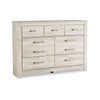 Ashley Simon Wide Dresser | 7 Drawers | Laminate Rustic Gray Whitewash Finish