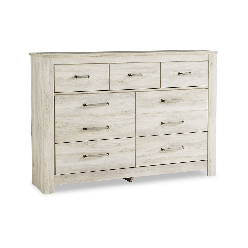 Ashley Simon Wide Dresser | 7 Drawers | Laminate Rustic Gray Whitewash Finish
