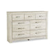 Ashley Simon Wide Dresser | 7 Drawers | Laminate Rustic Gray Whitewash Finish
